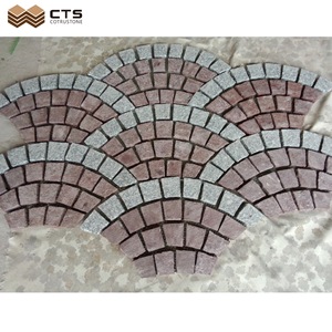 Feuille de cube rose en granit de chine, pavage personnalisé, Double couleur mixte, en forme d'éventail, <span class=keywords><strong>prix</strong></span> de gros par <span class=keywords><strong>M2</strong></span>, livraison gratuite - Product Image 6