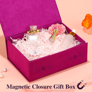 Boîte cadeau pliable en velours violet sur mesure avec fermeture magnétique, boîtes en <span class=keywords><strong>daim</strong></span> pour cadeaux, fêtes nuptiales, mariages, emballage de cadeaux - Product Image 6