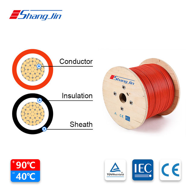 Tuv Pv1-f 1.8kv Dc Solar Cable 4mm2 6mm2 10mm2 Tinned Copper Xlpe Lszh Photovoltaic Wire for Solar Panel System