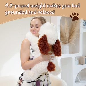 Peluche <span class=keywords><strong>chien</strong></span> Jack beige, adorable et super douce, poupée de confort, cadeau d'anniversaire, rembourrage en coton PP, fourrure longue, compagnon en peluche - Product Image 6