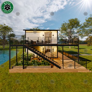 Villa Prefabricada de Acero Ligero de Dos Pisos, Moderna y de Lujo, Completamente Amueblada, Casa de Vacaciones con Gran Terraza y Barandilla de Vidrio - Product Image 4