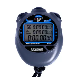Resee Digital Stopwatch Timer 60 Memori Putaran Stop Watch 3-Baris Display Tahan Air untuk untuk Laboratorium