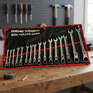 Jeu de clés à fourche double extrémité 6-32 mm métriques en acier au chrome-vanadium de qualité industrielle, 20 pièces, best-seller, en vente - Product Image 2