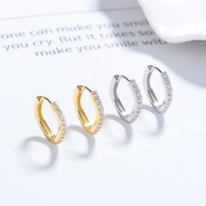 Venta Directa de Fábrica, Pendientes de Aro de <span class=keywords><strong>Plata</strong></span> de Ley S925 con Circonita de Moda, Novedad 2025, Regalo para Mujer, Venta al por Mayor - Product Image 3