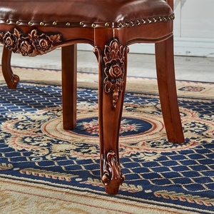 Silla <span class=keywords><strong>de</strong></span> Comedor <span class=keywords><strong>de</strong></span> Madera Maciza Tallada con Cuero - Juego <span class=keywords><strong>de</strong></span> Sillas con Reposabrazos Clásicas <span class=keywords><strong>de</strong></span> Lujo Europeo, Muebles <span class=keywords><strong>de</strong></span> Comedor para Uso Comercial - Product Image 5