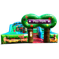 GMY Gonflables Parc de jeux gonflable à thème de cour de ferme Ville amusante pour enfants Hupfburg Château gonflable toboggans avec fosse à balles