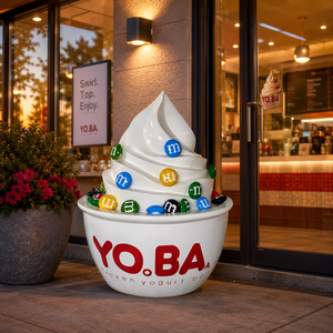 Grande Statua in Resina a Forma di Ciotola per Gelato Soft, Sculture in Resina, Espositore in Fibra di Vetro per Decorazione Negozi di Yogurt Gelato - Product Image 1