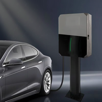 Nouvelle boîte de charge murale étanche à écran complet 7 kW AC+DC noire pour tous les véhicules électriques
