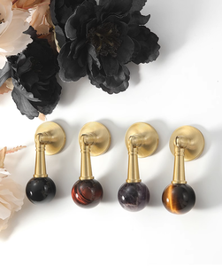Sıcak satış katı pirinç dolap doğal kristal çekmece kolları mutfak kolu çeker - Product Image 5
