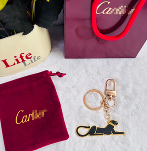 Llavero de Metal de Lujo con Pantera Negra, Colgante de Animal Esmaltado con Borde Dorado para Llaves de Coche, Decoración de Bolsos, Paquete de Regalo Empresarial - Product Image 1