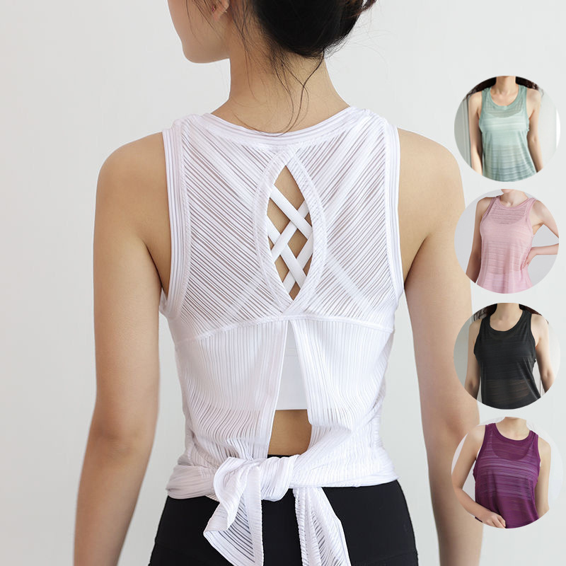 New Breathable Quick Dry Cover-up Tops Sports Sleeveless Sexy Loose Female Fitness Yoga Tank Tops
