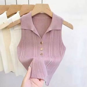 เสื้อกล้ามสายเดี่ยวคอตั้งผ้าทอผสมสแปนเด็กซ์ระบายอากาศดีสำหรับฤดูร้อน รุ่น I-0704 ขายส่ง พร้อมโลโก้ด้านหน้า ดีไซน์หวานสำหรับผู้หญิง - Product Image 5