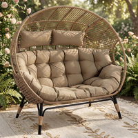 Fauteuil double surdimensionné en osier pour l'extérieur, canapé de jardin pour patio et cour arrière