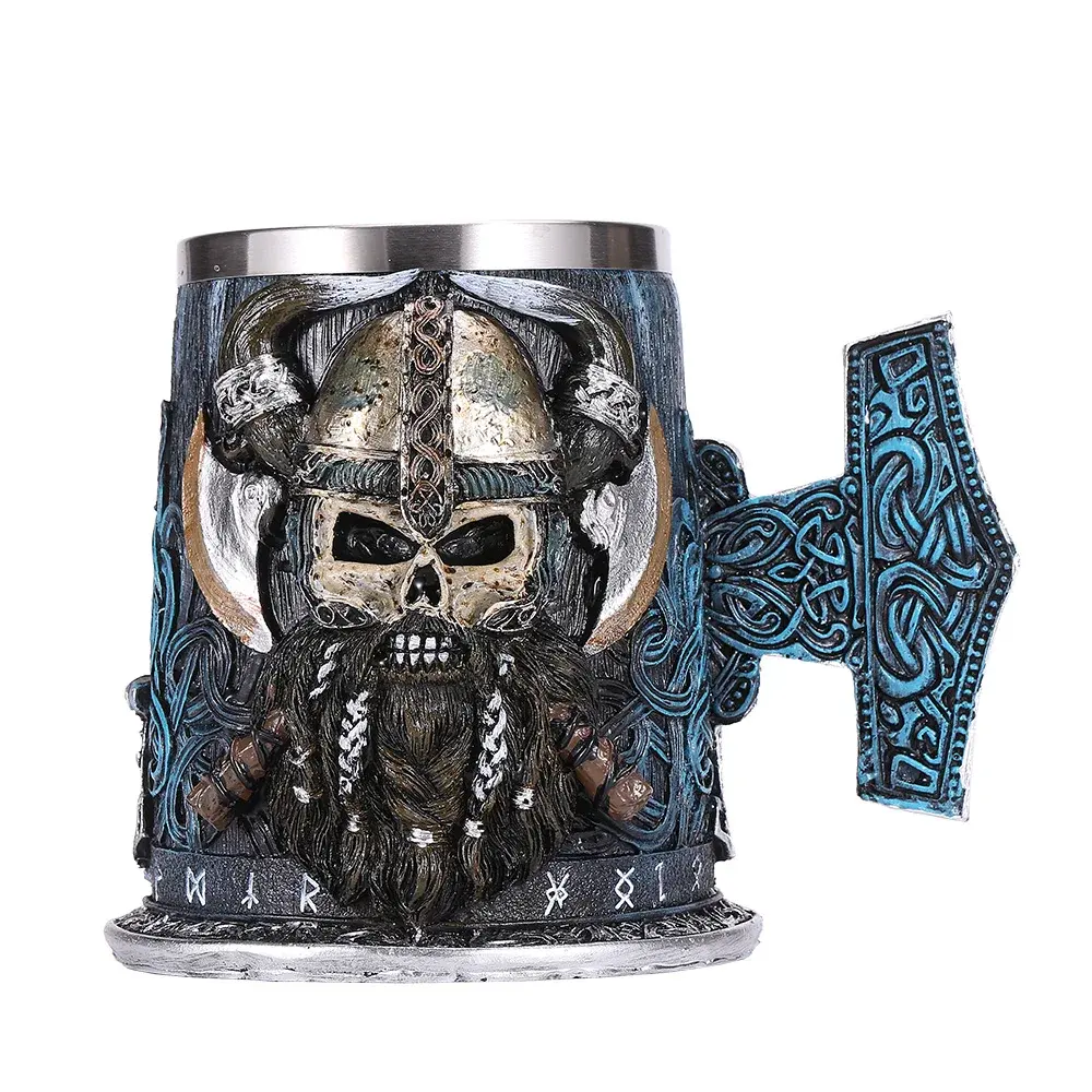 Viking Mug bir besi tahan karat Resin kreatif tangkard tengkorak cangkir kopi cangkir teh Tumbler Pub Bar dekorasi Drop Shipping