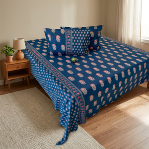 <b>Double</b> Bedspread Set 110x110 Discharge Print Cotton Coverlet 3 Pcs Traditional Chinese Style Home Use - Product Image 3