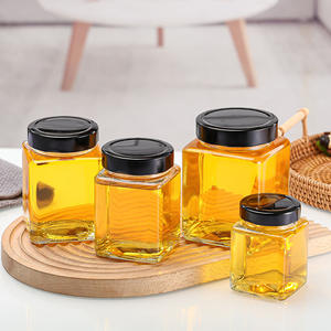 Pot de confiture de qualité alimentaire Pot de <span class=keywords><strong>miel</strong></span> en verre de 100ml 150ml 280ml 500ml Pot de <span class=keywords><strong>miel</strong></span> carré vide en verre avec couvercle noir - Product Image 5