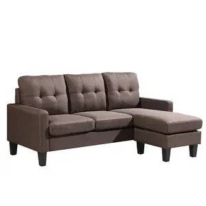 New Style Funiture 3 Seater braun Fabric Couch Living Room Home Modern Sofa