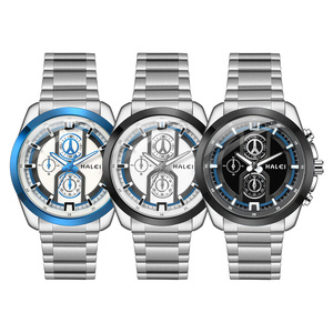 Envío Directo HALEI Reloj Deportivo de Acero Inoxidable para Hombre, 43 mm, Redondo, Analógico, de Cuarzo, Esfera Azul, Resistente al Agua 3 BAR, Movimiento Japonés - Product Image 6