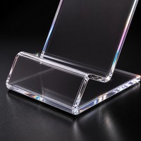 Support de téléphone moderne minimaliste en acrylique massif poli, support transparent monobloc sans couture, décoration d'intérieur, présentoir de comptoir de bureau