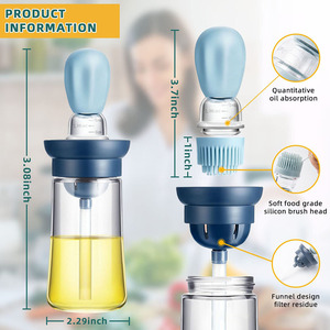 Dispensador de aceite de oliva para hornear barbacoa, con gotero de silicona, dosificador de aceite medido 2 en 1 para asar, hornear y freír - Product Image 2