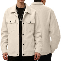 Chemise-veste décontractée sportive en velours côtelé pour homme, manches longues, col rabattu, simple boutonnage, poches fonctionnelles, vêtement d'extérieur tendance
