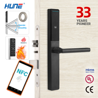 Serrure intelligente HUNE pour téléphone portable avec déverrouillage NFC, entièrement fonctionnelle, résistante aux éclaboussures, serrure de porte d'hôtel ignifuge UL, système de gestion de l'accès à distance