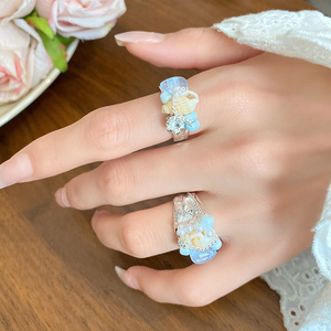 Bagues pour femmes tendance 2026 : Nouvelle collection Océan Bleu au design créatif, style doux et luxueux, vente en gros de bijoux. - Product Image 1