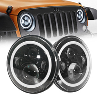 Phare LED rond blanc et noir de 7 pouces, étanche IP67, phare de 7 pouces pour buggy, DRL, clignotant ambre pour Jeep Wrangler JK