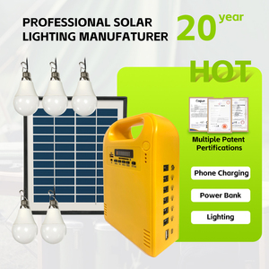 <span class=keywords><strong>Kit</strong></span> d'éclairage solaire portable avec 5 ampoules, radio, lecteur MP3, batterie LifePO4 6AH6.4V, mini système d'ampoules domestiques, panneau solaire 5W9V - Product Image 1