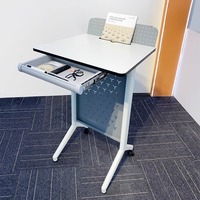 Escritorio Moderno Convertible con Altura Ajustable Neumática, Tablero de MDF, Estructura de Aleación de Aluminio y Acero para Oficina