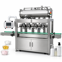 Machine de remplissage entièrement automatique à suivi dynamique, 4 buses, remplisseuse à piston servo pour crèmes cosmétiques, lotions et huiles en bouteilles
