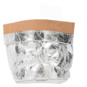 Argent <span class=keywords><strong>brillant</strong></span> extérieur avec un <span class=keywords><strong>papier</strong></span> kraft intérieur, <span class=keywords><strong>sac</strong></span> de rangement En <span class=keywords><strong>papier</strong></span> Lavable - Product Image 2