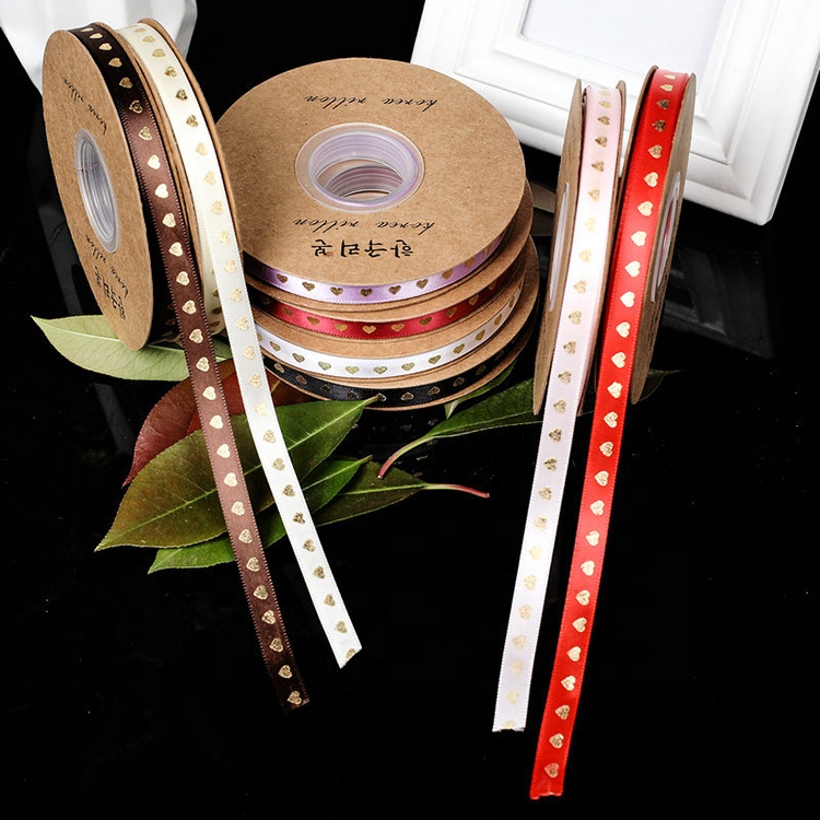 Manufacturer Designer Customized Ribbon Roll Heart Packaging Ribbon Bouquet Ribbon for Flower, Cake and Gift Box