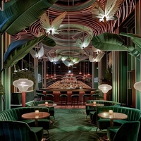 Meubles de bar et de restaurant de luxe, ensemble de table et de chaises de restaurant en velours vert, sièges de banquette de café, banquette VIP