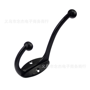 Black <b>Spray</b> Painted Zinc Alloy Clothes Hook Antique <b>Style</b> Wall Mount Hook For Wardrobe General Use - Product Image 1