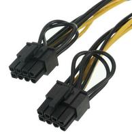 كابل محول PCI-E ثنائي 8-سن (8-سن/PCIe-2x(6+2-سن)) لبطاقات الرسومات والفيديو بطول 200 مم، موصلات نحاسية مطلية بالقصدير، غلاف PVC