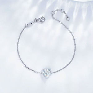 <span class=keywords><strong>Bracelet</strong></span> tennis cœur en diamant de laboratoire Pt950 Platine, délicat, frais, minimaliste, simple, pour femme, bijou raffiné, cadeau - Product Image 2
