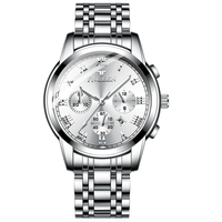 Nouvelle montre à quartz pour homme F4006 avec cadran en verre, calendrier lumineux, étanche, bracelet en acier inoxydable et boîtier en alliage