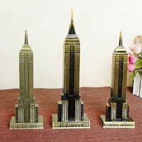 Modèle miniature de l'Empire State Building de New York en métal - Plaqué or, modèle de monument personnalisé exquis, logo de souvenir américain haut de gamme, objet de collection