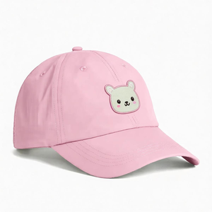 Custom 6 Panel Street Baseball <b>Hat</b> Cute Bear Woven Patch Logo Solid Color Curved Brim Unisex Wholesale ODM Injae Vina Vietnam - Product Image 6