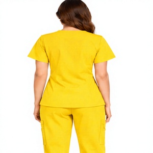 Uniforme Médico para Mujer, Superventas, de Secado Rápido, Tela Elástica, Cuello en V, Manga Corta, para Doctoras, Enfermeras, Ropa de Trabajo para Hospital, Personalizable - Product Image 3