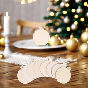 Círculos de madera preperforados sin terminar, rebanadas de madera de sándalo Natural <span class=keywords><strong>para</strong></span> manualidades DIY, grabado, adornos navideños, regalos de arte <span class=keywords><strong>para</strong></span> el hogar - Product Image 6