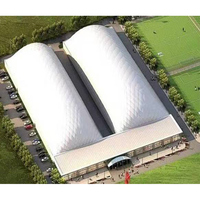 Dôme Gonflable GAISHI de Qualité Supérieure 20m*50m en PVDF avec Structure en Acier Moderne pour Stades, Terrains de Football et Badminton, DB1 Ignifuge Niveau 5+