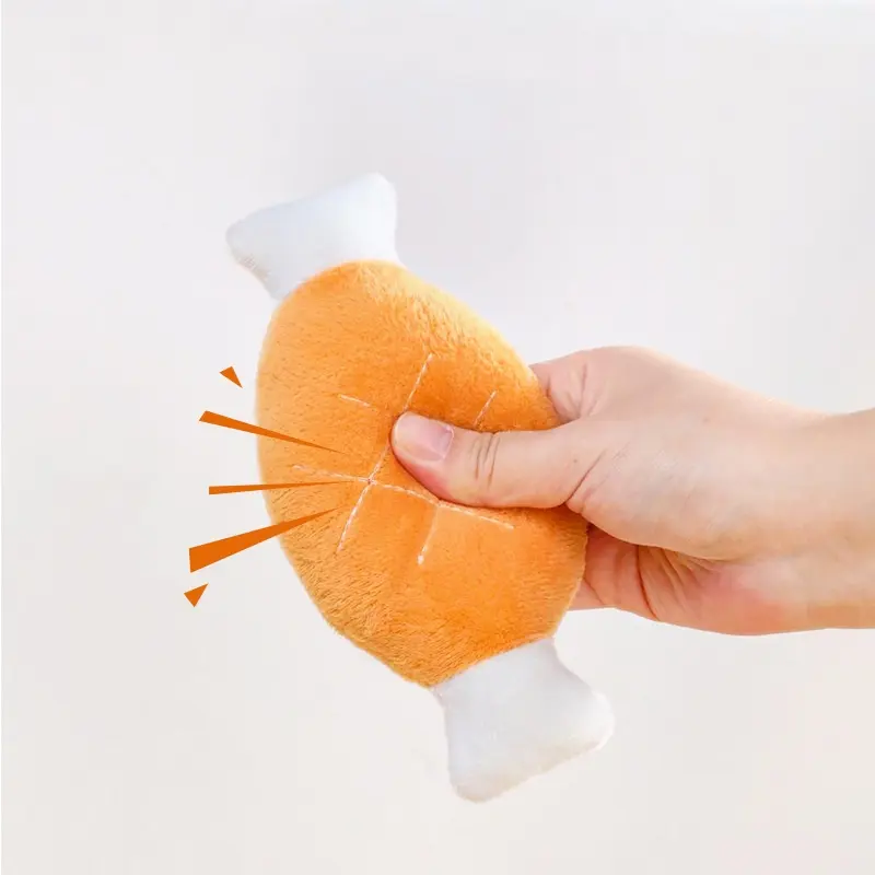 공장 애완 동물 장난감 시뮬레이션 봉제 닭 다리 물기 소리 봉제 장난감 사용자 정의 환경 친화적 인 애완 동물 봉제 장난감
