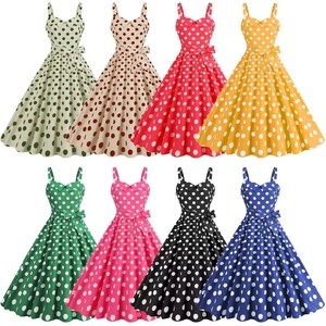 Buy Pink Polka Dot Dress Women Half-Sleeve Style | Alibaba.com