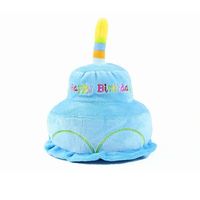 Belle peluche chien jouet gâteau d'anniversaire grinçant peluche chien jouet rose/bleu Polyester en gros
