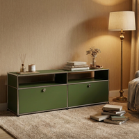 Gran Mueble Metálico Vintage de Ensamblaje, Elegante Estante de Aleación de Acero Inoxidable, Consola Moderna para Exhibición, Vitrina de Vidrio con Puertas, Unidad a Granel para Habitaciones