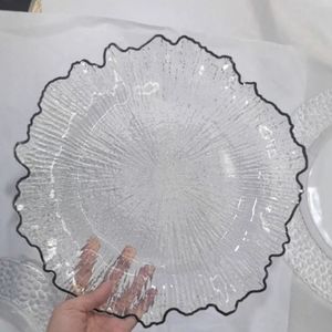 Assiettes de présentation en PP <span class=keywords><strong>pas</strong></span> chères, 13 pouces, mariage, fête, vintage, transparentes, noires, argentées, dorées, bord en acrylique, <span class=keywords><strong>plastique</strong></span> - Product Image 6