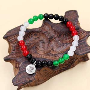 Customized LOGO Palestine <b>Map</b> Bracelet with Stainless Steel Peace dove Pendant Chalcedony Agate Stone Beaded Elastic Bracelet - Product Image 4