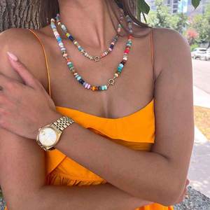 Zooying Rainbow Collar Longitud personalizada Colorido Count Pan Stone collar Hecho a mano con cuentas Cadena de clavícula regalo de Dama - Product Image 4